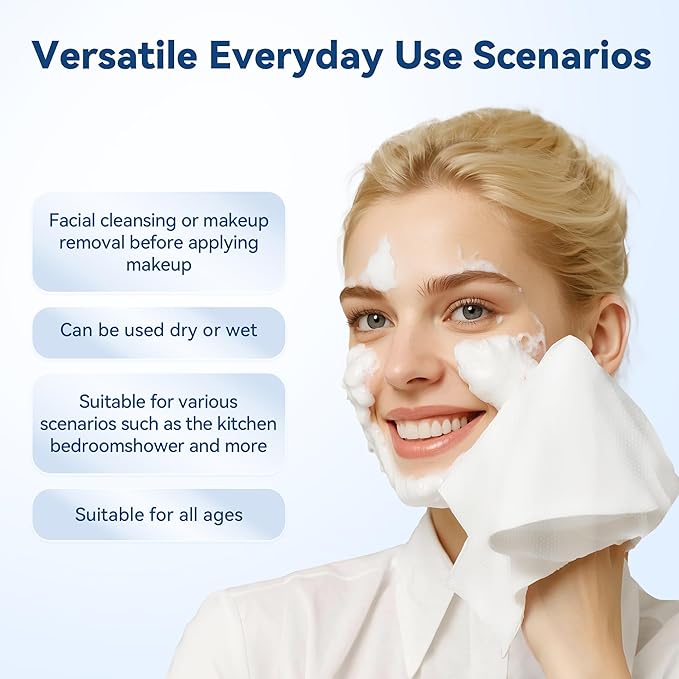 Disposable Face Towelettes, Makeup Remover Dry Wipes, Ultra Soft, 100% Biobased - Image 6