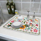 Colorful Boho Floral Dish Drying Mat 18x24 Inch Dishes Dry Pad Drainer Rack - Image 6