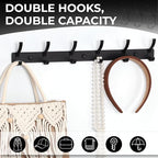 Coat Rack Wall Mount, 2 Pack Coat Hooks Hanger Wall Double Hook Rack Rail Towel - Image 4