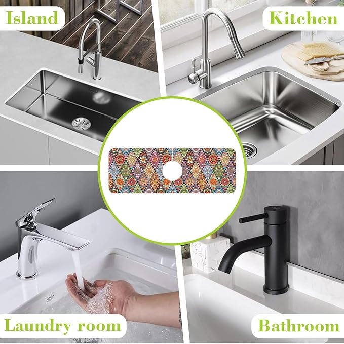 Sink Faucet Absorbing Mat Bohemian Textile Rug Texture Sink Splash Guard Drying - Image 7