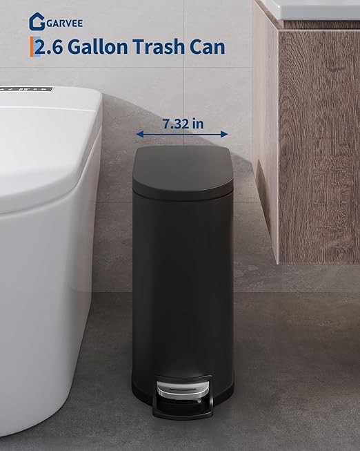 Garvee 2.6 gal / 10 L Metal Bathroom Trash Can - Image 2