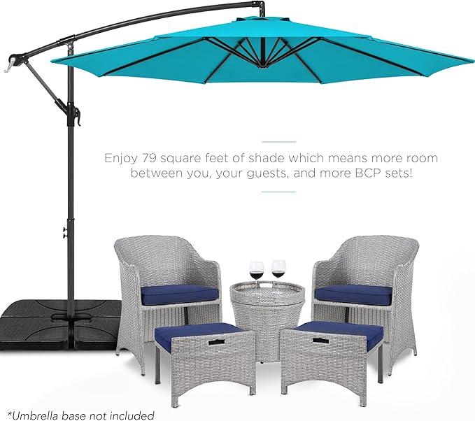 Best Choice Products 10ft Offset Cantilever Hanging Market Patio Umbrella, 8 Sturdy Ribs, Easy Adjustment - Sky Blue - Image 2
