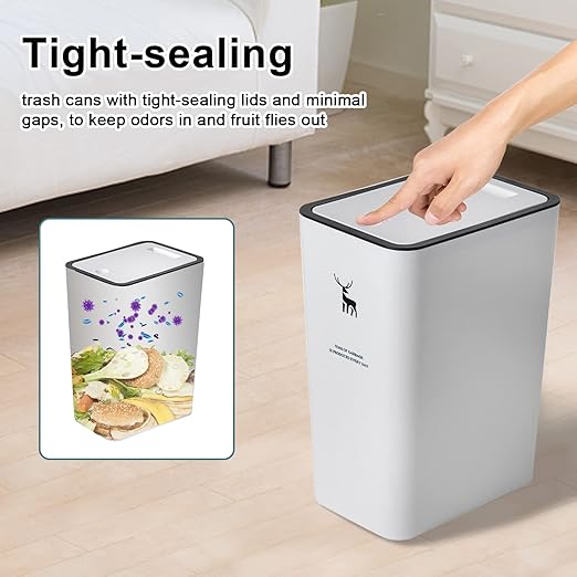 XPIY Trash Can with Lid, 2 Pack 4 Gallons/15 Liters Garbage Can with Press Top - Image 3