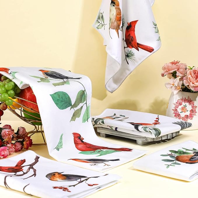 Set of 6 Birds Kitchen Towels Hummingbird Tea Towels Absorbent Dish Towels - Image 7