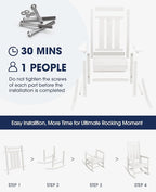KINGYES Oversized Outdoor Rocking Chair Set of 2, All-Weather Patio Rocking Chairs for Porch, HDPE Outdoor Patio Rockers with High Back & Wide Seat for Garden, Lawn, White - Image 6