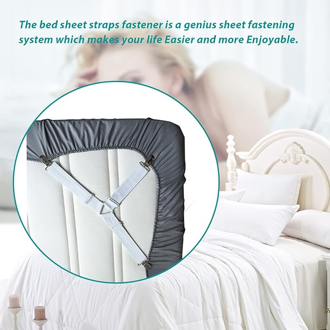 Bed Sheet Holder Straps Sheet Keepers Bedsheet Holders Fasteners 2 Sets - Image 2