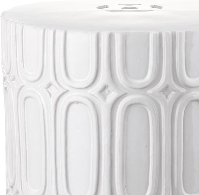 Safavieh Castle Gardens Collection Melody Antique White Glazed Ceramic Garden Stool - Image 3