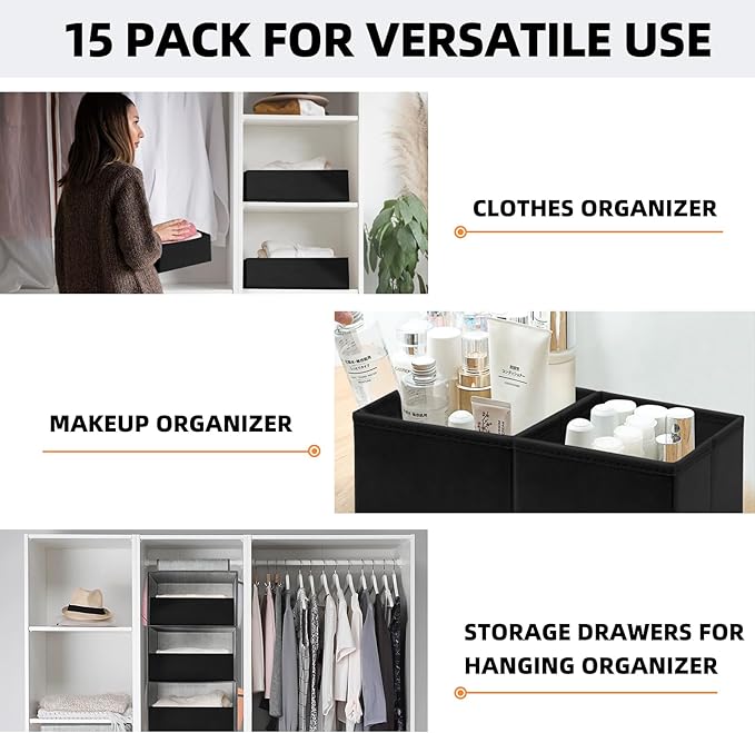 Criusia Closet Drawer Organizer Clothes, 15 Pack Dresser Organizer - Image 5