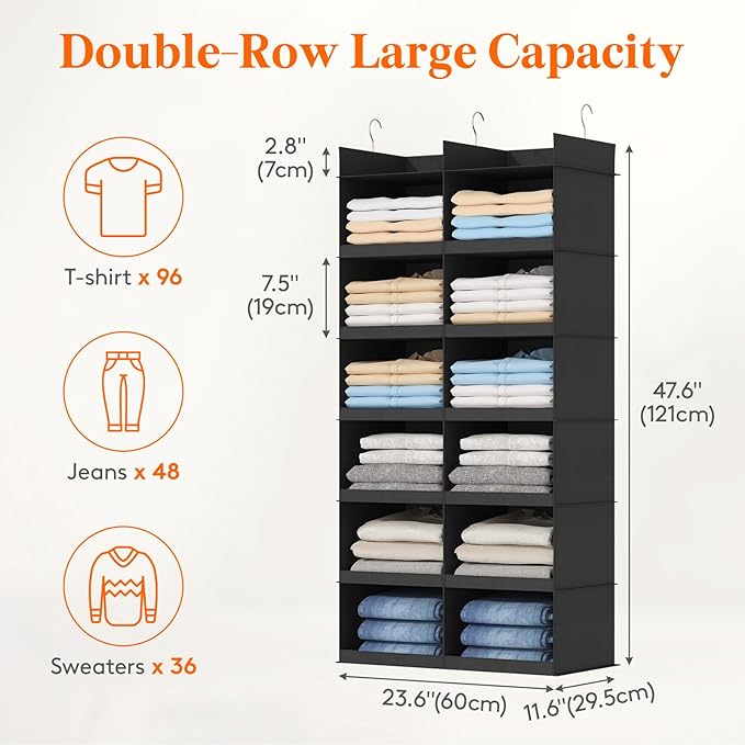 Lifewit Dual-Row Shelf Hanging Closet Organizer and Storage, Clothes Shelves - Image 2