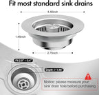 3 in 1 Kitchen Sink Drain Strainer & Sink Stopper, 304 Stainless Steel Pop Up - Image 5