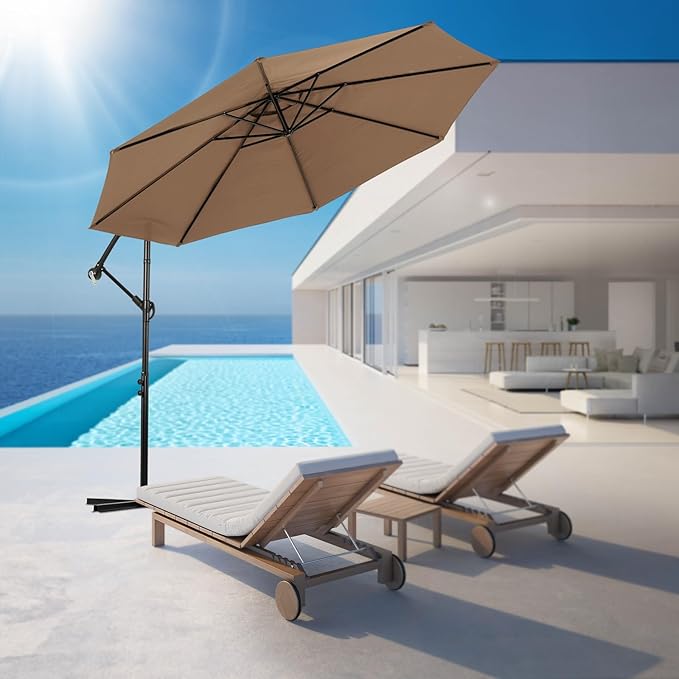 Backyard Expressions 10FT Cantilever Patio Umbrella – Outdoor Offset Hanging Umbrella with Smooth Crank, Tilt Adjustment & UV Protection – Heavy-Duty Steel Frame (Base Not Included) - Image 4