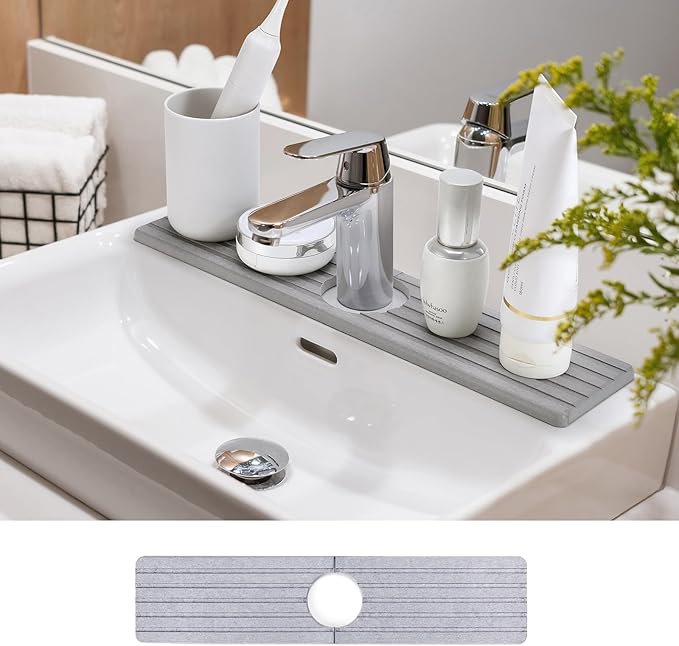WIFORH Faucet Mat for Kitchen Sink, 16 inch Long Diatomite Fast Drying Stone by WIFORH