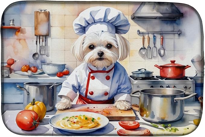 Caroline's Treasures DAC6283DDM Maltese The Chef Dish Drying Mat Absorbent Dish by CarolinesTreasures