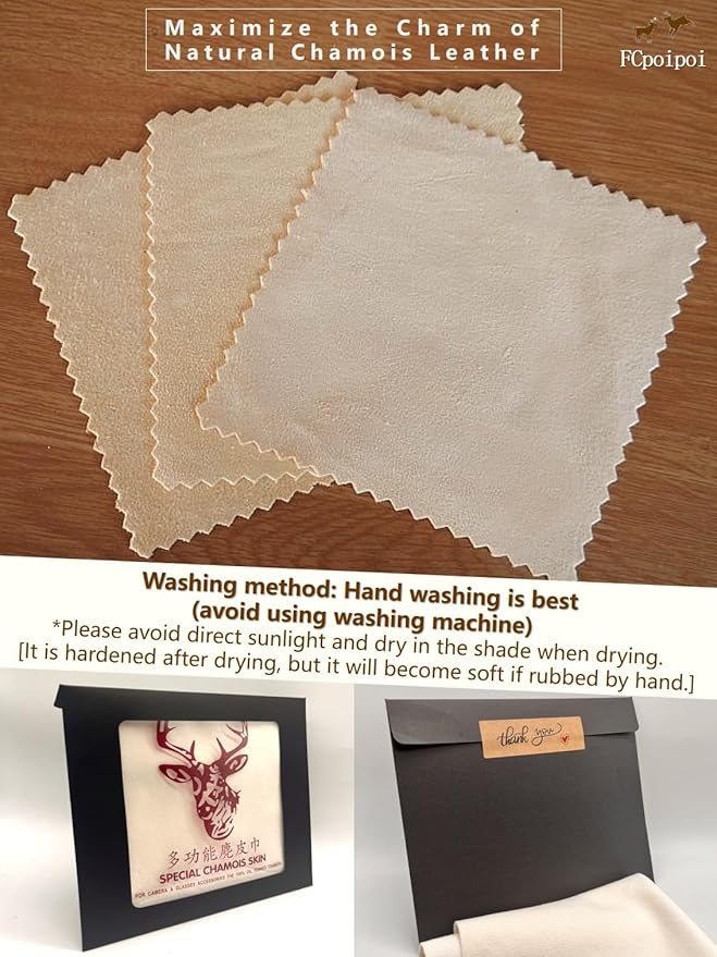 Eyeglass Cleaning Cloth Natural Chamois Leather Camera Lens Cleaning - Image 5