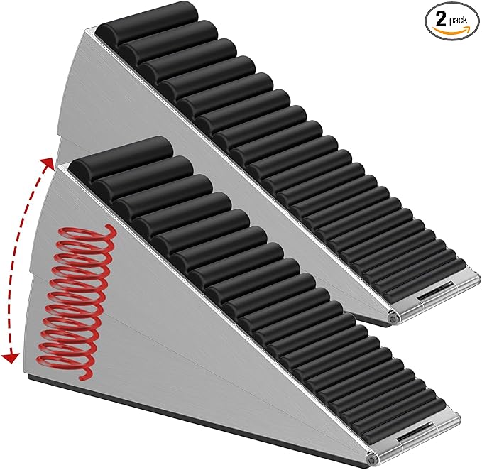 2 Pack Heavy Duty Door Stopper, Adjustable Spring Large Stopper, 3 Inches High by Optish