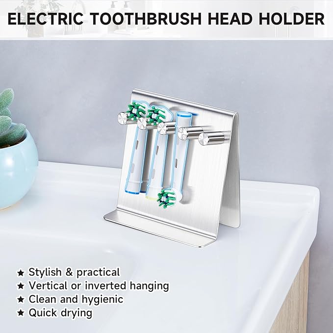 Electric Toothbrush Head Holder Adhesive or Tabletop, Tooth Brush Holder - Image 5