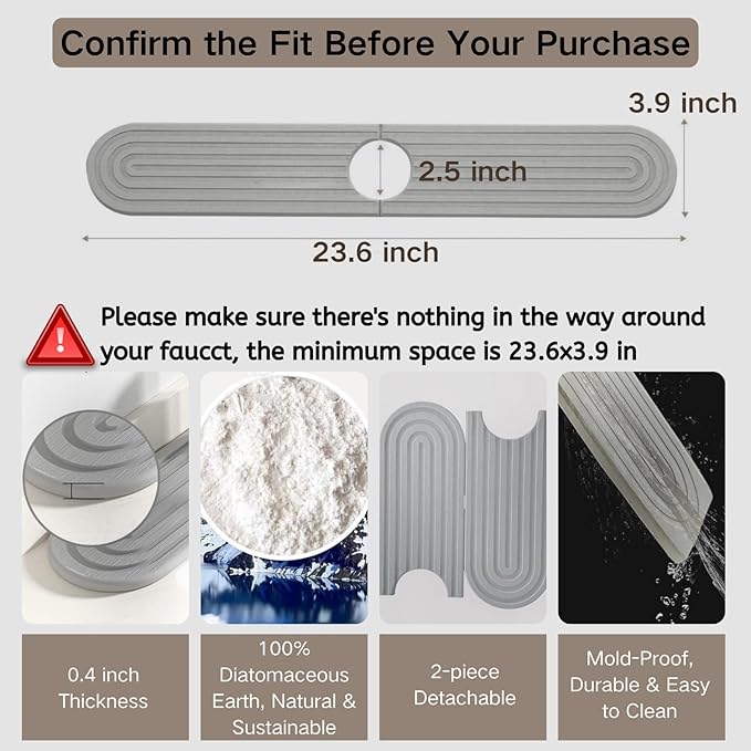 Diatomite Faucet Mat for Kitchen Sink - Image 2