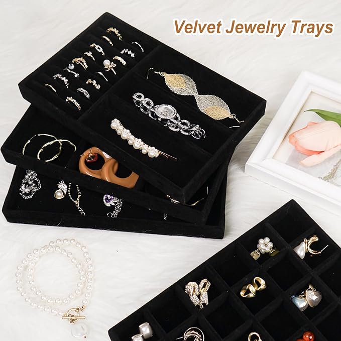 Cirhy 4 Stackable Jewelry Trays Organizer Set - Image 6