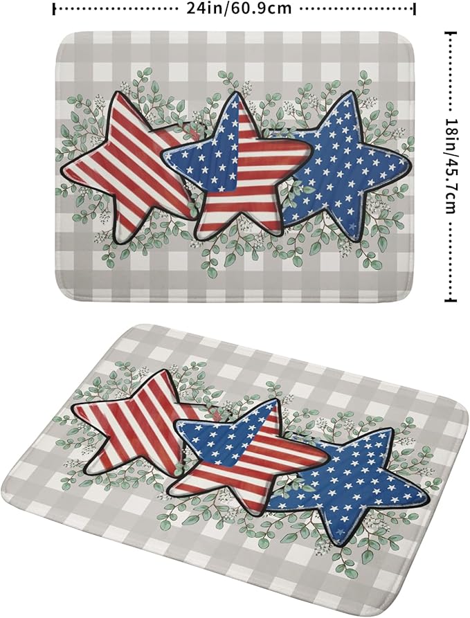 Patriotic Dish Drying Mat for Kitchen Counter Cute Stars 4th of July Holiday - Image 2