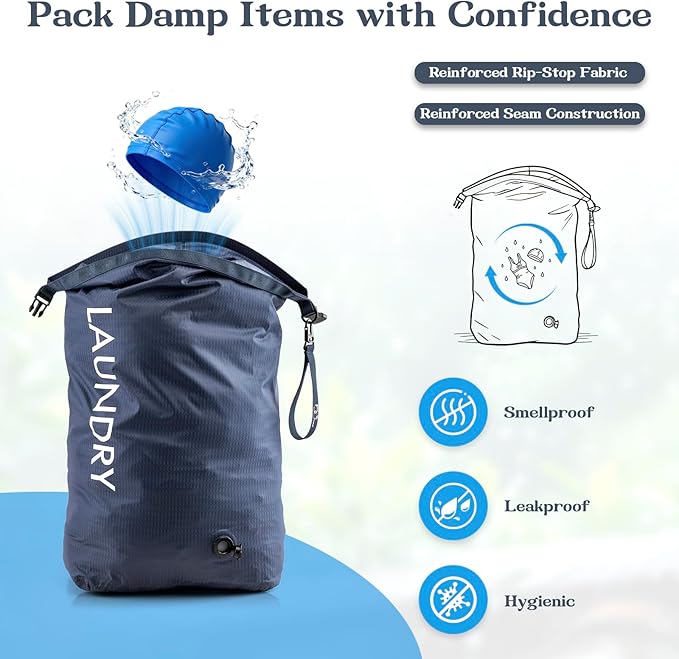 Travel Laundry Bag, Vacuum Compression Dirty Clothes Travel Bag, Waterproof - Image 2