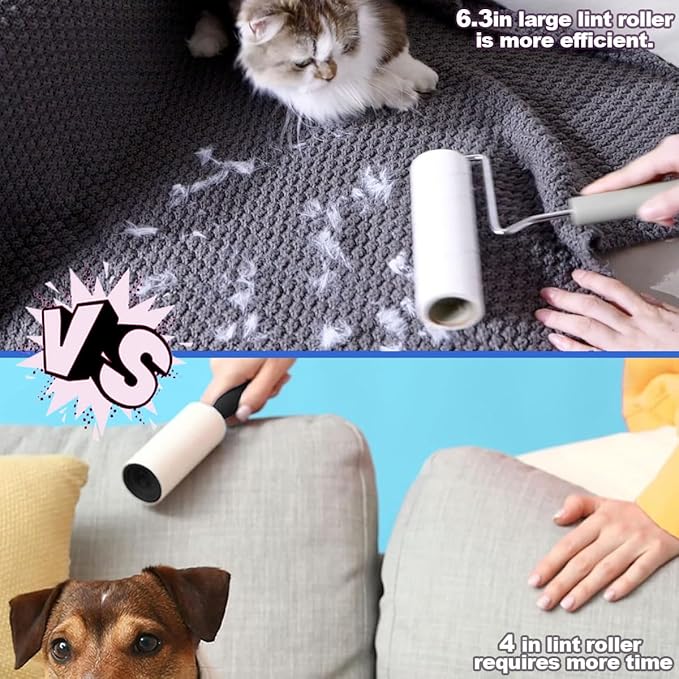 Large Lint Rollers for Pet Hair Extra Sticky, Cat Dog Hair Remover Laundry - Image 2