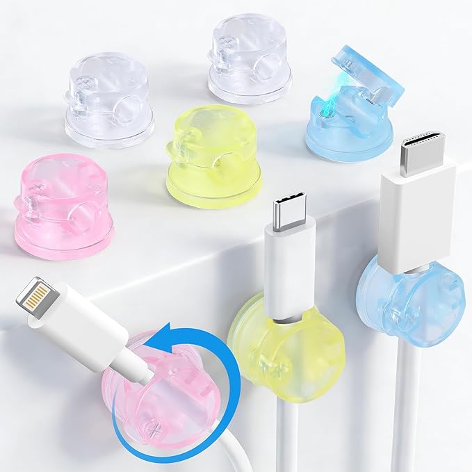 AGPTEK 8 Pack Magnetic Cable Clips, Upgraded 360° Rotatable Cord Holder Clips by AGPTEK
