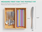 Bamboo Kitchen Drawer Organizer Boxes – 12" x 6" Stackable Wood Silverware - Image 3