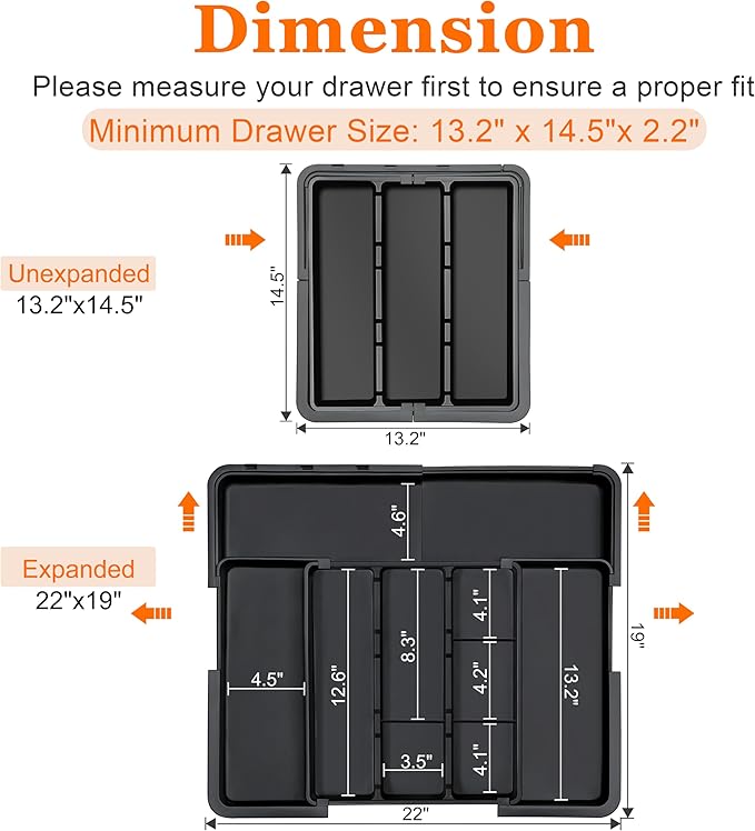 Large Utensil Drawer Organizer Expandable Silverware Organizer - Image 2