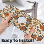 Faucet Draining Mat For Kitchen Sink, Peony Flower Blue Leaves Diatom Mud - Image 5