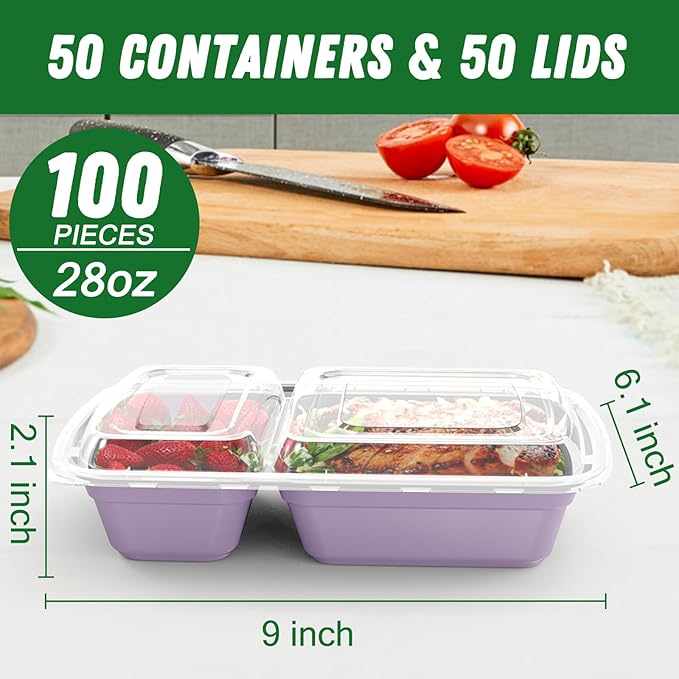 50 Pack 28 oz Meal Prep Containers Reusable - Image 2