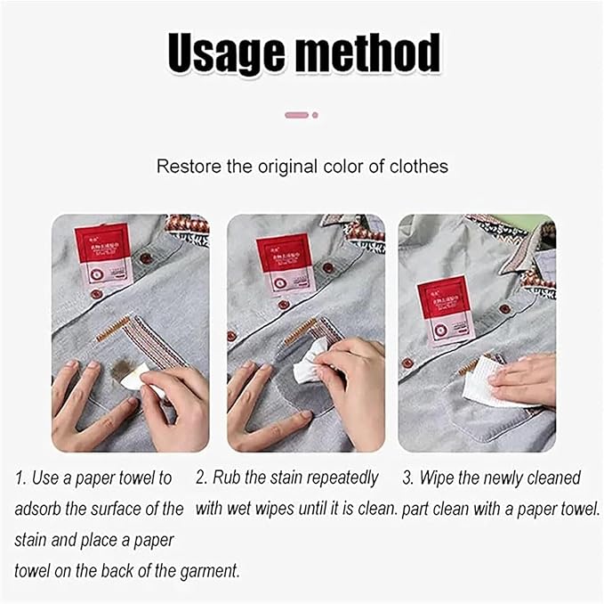 RJDJ Stain Removal Wet Wipes, Clothes Stain Removal Wipes - Image 6