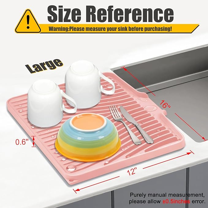 Silicone Dish Drying Mat for Kitchen Counter, Dish Drying Pad, Non-Slip Drain - Image 2