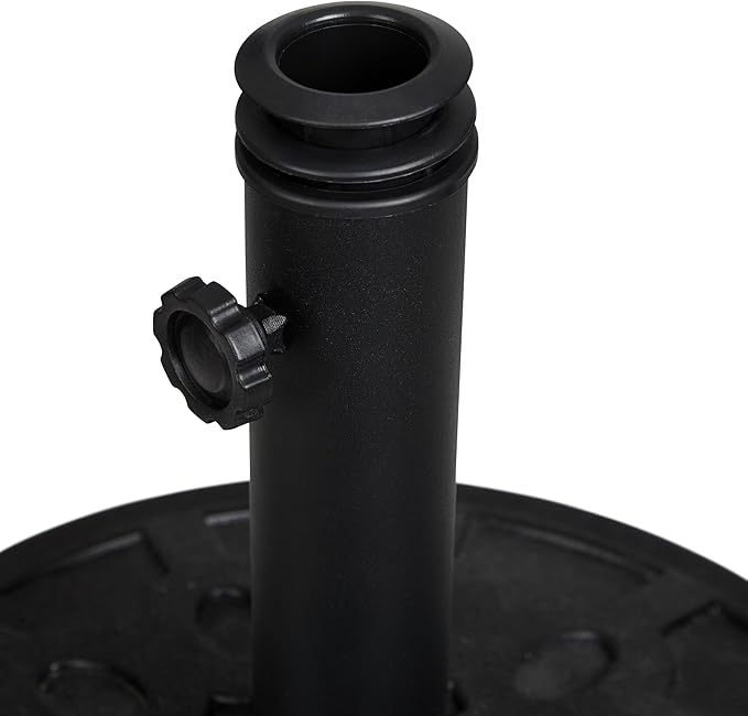Backyard Expressions 20 lb Round Patio Umbrella Base – Heavy Duty Resin-Coated Calcium Carbonate Stand with Adjustable Pole Adapters Fits 1.5"–2" Poles, Weather-Resistant, Black Finish - Image 5
