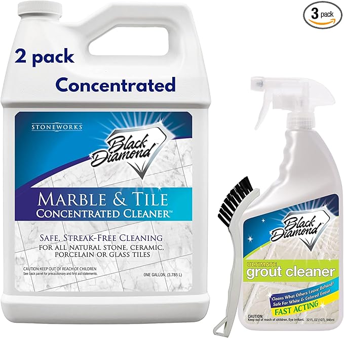 Black Diamond Stoneworks Marble & Tile Cleaner Gallon + Ultimate Grout Cleaner by BlackDiamondStoneworks
