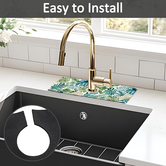 15" X 5.5" Kitchen Sink Splash Guard Faucet Mat Leaf Super Absorbent Fast - Image 5