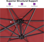 PURPLE LEAF 10 Feet Square Cantilever Umbrella Patio Umbrella with Base Outdoor Umbrella Aluminum Offset with 360-degree Rotation for Garden Deck Pool Patio Terra - Image 3