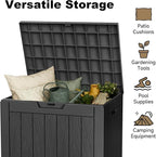 30 Gallon Outdoor Deck Box, Lockable Waterproof Outdoor Storage Boxes For Garden Tools,Indoor Cushions,Accessories Outside Storage Resin Weatherproof Container(Black) - Image 6