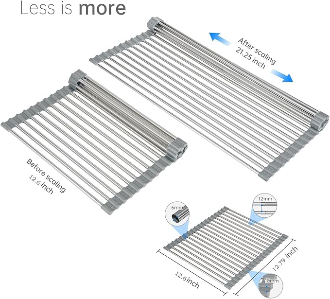 Large Expandable Roll Up Dish Drying Rack, Heat-Resistant Dish Drainer - Image 2