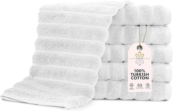 Classic Turkish Towels CTT Luxurious 100% Turkish Cotton Washcloths 6 Pack by ClassicTurkishTowels