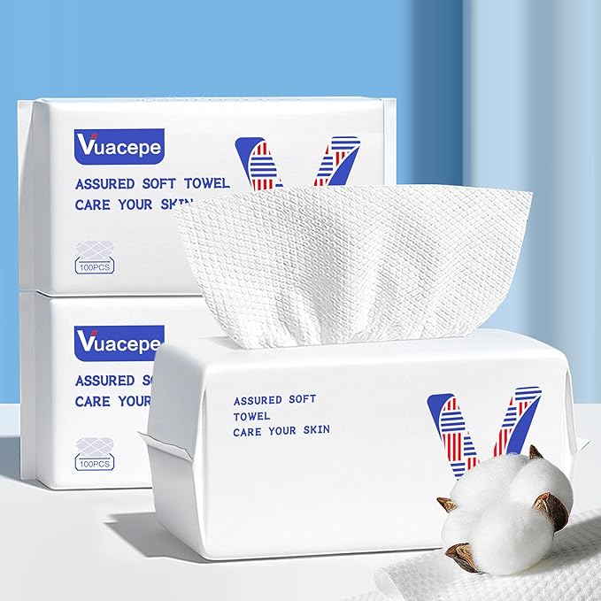 Face Towels Disposable Cotton Facial Towels, Drying Tissue by Vuacepe
