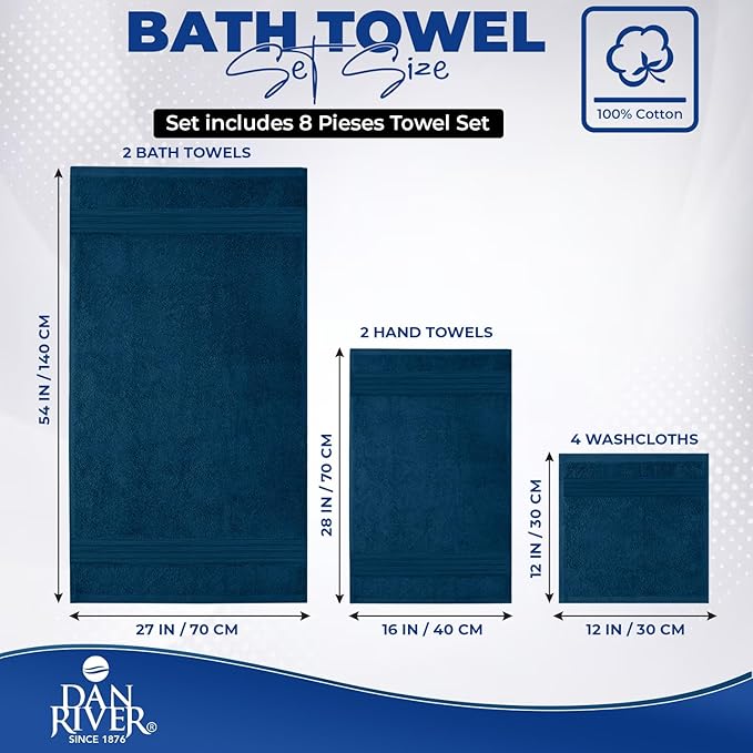 DAN RIVER 8 PC Luxury Bath Towels - Image 2