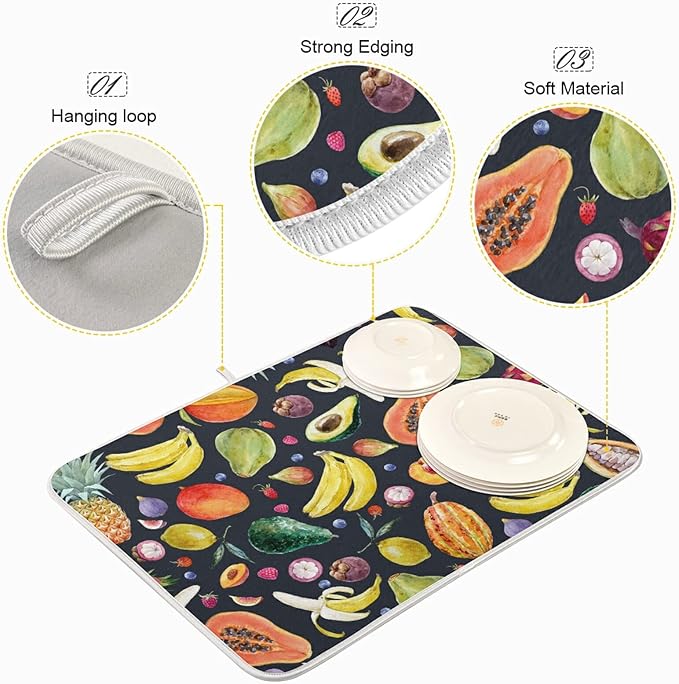 Colorful Fruit Dish Drying Mat for Kitchen Counter-18" x 24" inch Microfiber - Image 4