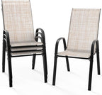 VINGLI Patio Chairs Set of 4 – Stackable Outdoor Dining Chairs with Comfortable Sling High Back Chairs and Armrests for Lawn, Poolside, Courtyard, Balcony, Garden, Yellow by VINGLI