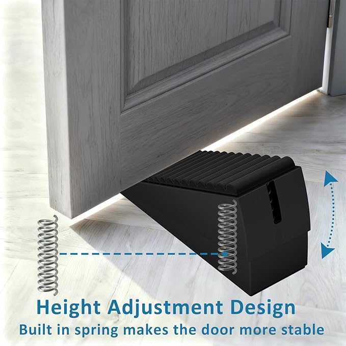 Heavy Duty Door Stopper, Adjustable Spring Large Stopper, 3 Inches High Tall - Image 2