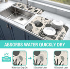 Dish Drying Mat for Kitchen Counter Matt, Super Absorbent Non-slip Rubber Backed - Image 3