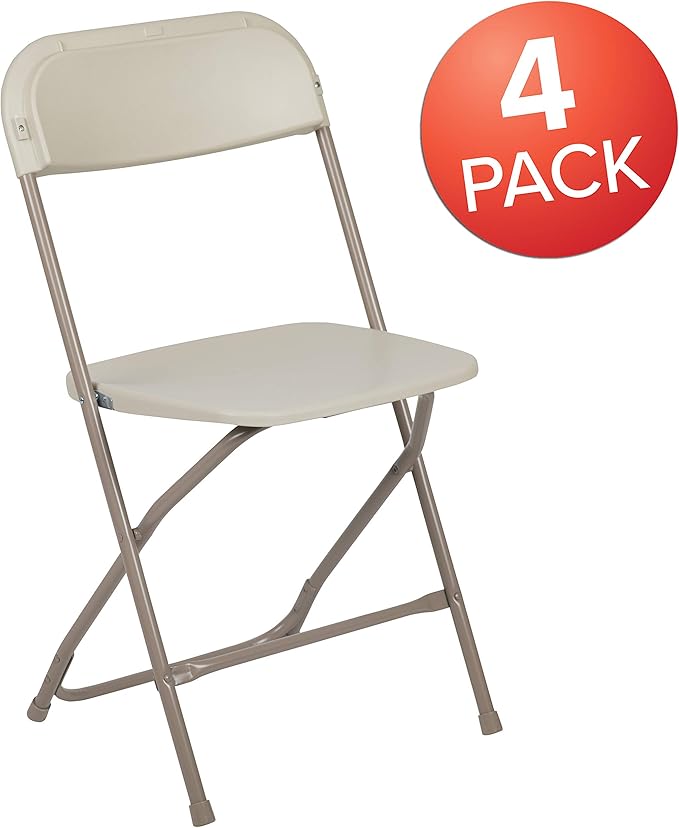 Flash Furniture Hercules Series Plastic Folding Chair - Beige - 4 Pack 650LB Weight Capacity Comfortable Event Chair-Lightweight Folding Chair - Image 4