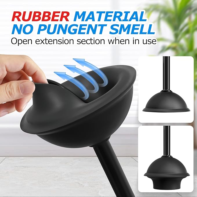 2Pack 2 in 1 Toilet Brush and Plunger Set, Extended Handle Plunger, Toilet Bowl - Image 4