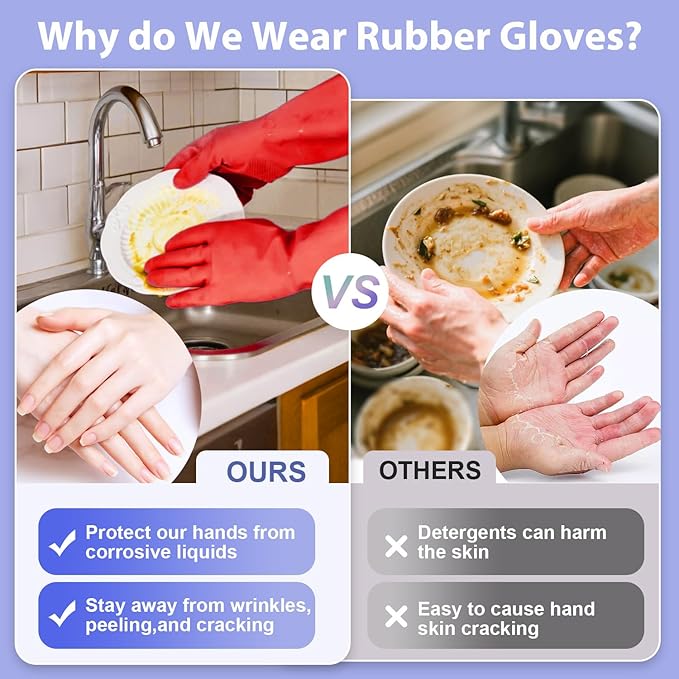 Rubber gloves for dishwashing 4 Pairs, Kitchen gloves for dish cleaning gloves - Image 5