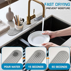Light Gray-Oval 15.7"Diatomite Kitchen Faucet Mat Stone Sink Tray-Quick Drying - Image 4