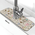 Coffee Time Vintage Espresso Machine Cupcakes Beans Kitchen Sink Splash Guard by WILL+BUDXEG